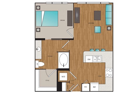 Main Street Flats 1x1 H Floor Plan